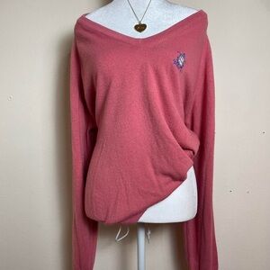 Women's Pink V-Neck Sweater